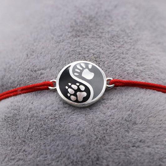 Bratara Snur Argint Yin si Yang