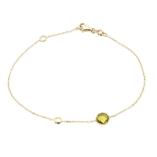 Bratara Aur 14k cu Piatra Peridot Rotund