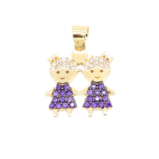 Pandantiv Aur 14k Doua Fete - Bijuteria Cleopatra