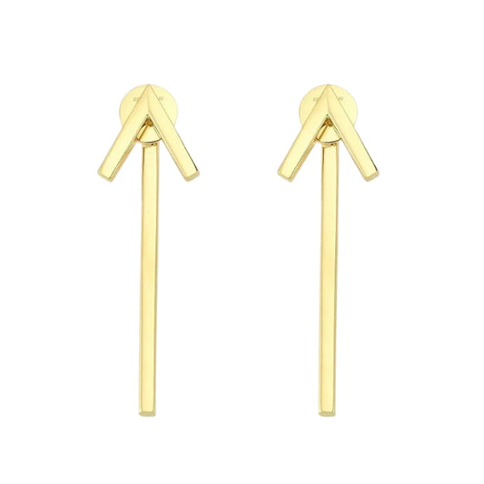 Cercei Lungi Aur 14k cu Elemente Geometrice