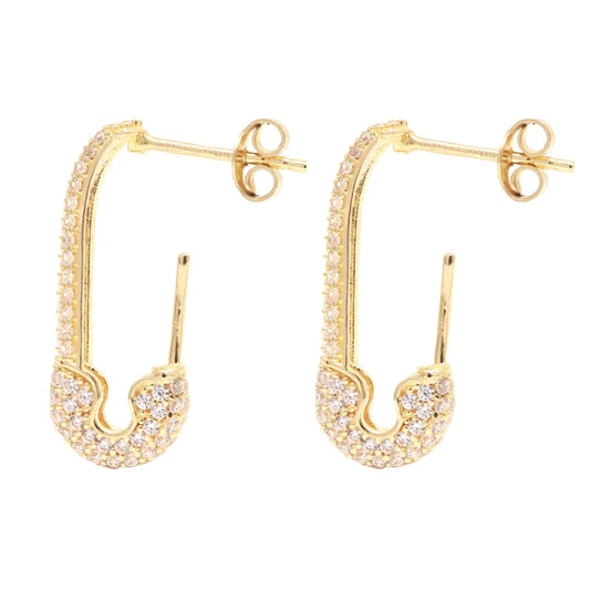 Cercei Aur 14k Tip Agrafa cu Pietre Zirconia