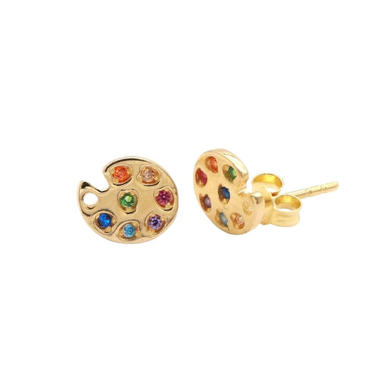Cercei Aur 14k Paleta Pictura cu Pietre Multicolore