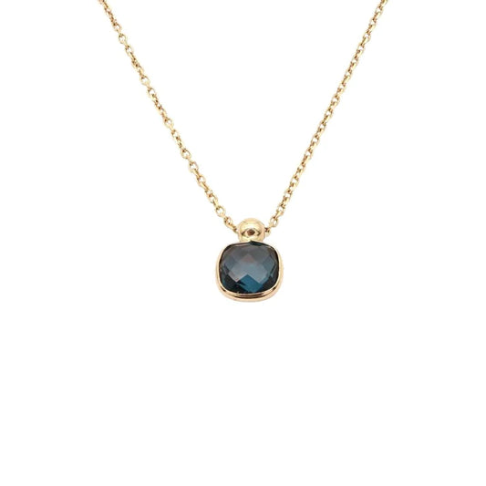 Lant Aur Galben 14k cu Piatra London Blue Topaz Patrata