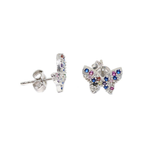 Cercei Argint Fluture cu Pietre Multicolore