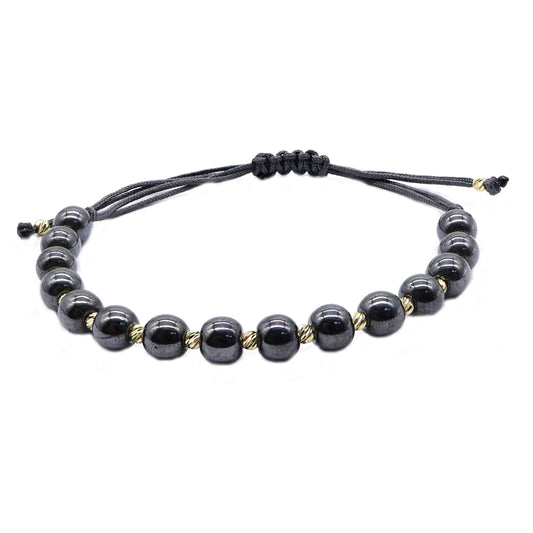 Bratara Snur Bile Aur 14k si Onix Negru - Bijuteria Cleopatra