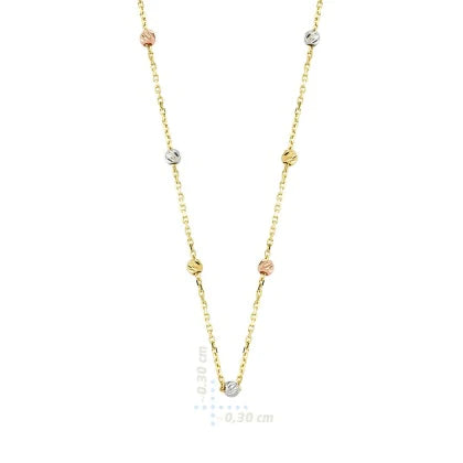 Lant Aur Galben, Alb si Roz 14k cu Bile 3mm