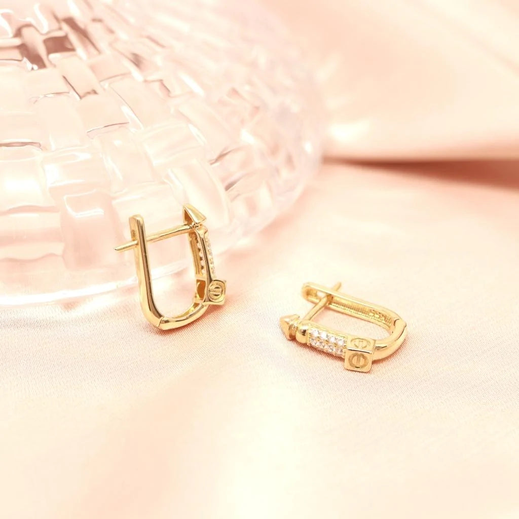 Cercei Aur 14k Geometrici cu Nituri