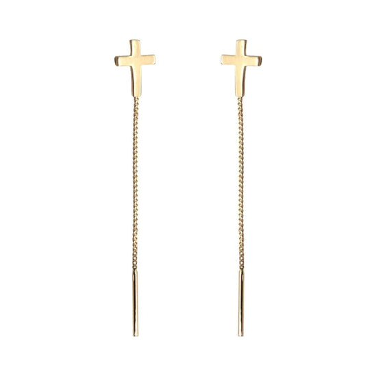 Cercei Fir Aur 14k cu Cruce