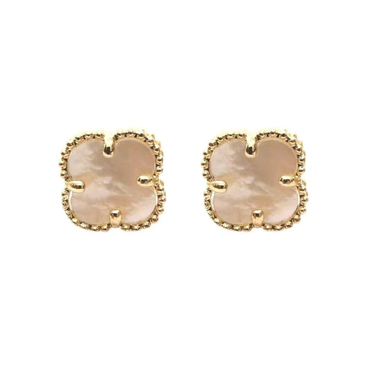 Cercei Aur 14k Floare cu Sidef