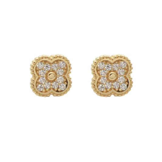 Cercei Aur 14k Floare cu Pietre Zirconia