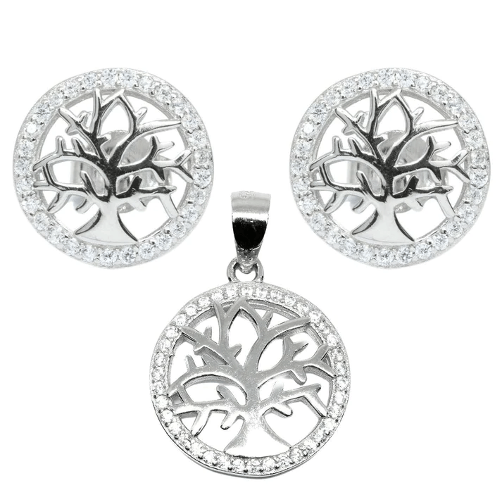 Set Argint Copacul Vietii Pietre Zirconia - Bijuteria Cleopatra
