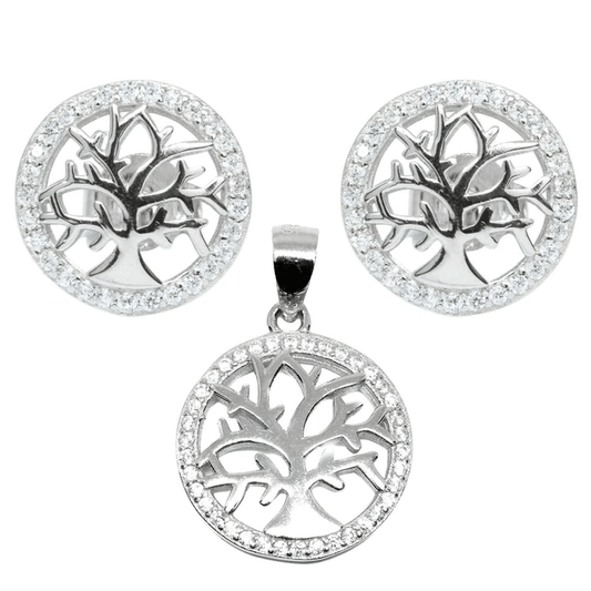 Set Argint Copacul Vietii Pietre Zirconia - Bijuteria Cleopatra