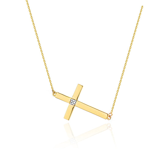 Lant Aur 14k Cruce cu Diamant de 0.005ct