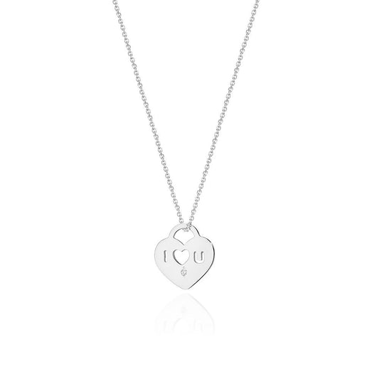 Lant Aur 14k Inima cu Diamant de 0.005ct - Bijuteria Cleopatra