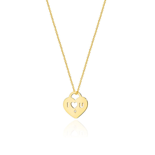 Lant Aur 14k Inima cu Diamant de 0.005ct