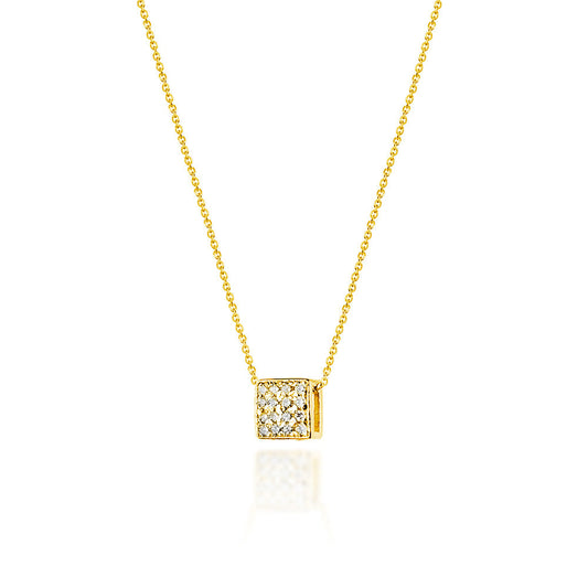 Lant Aur 14k Patrat cu Diamante 0.08ct