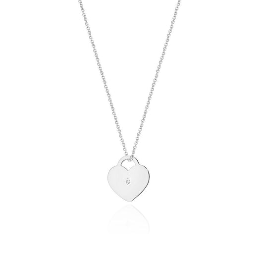 Lant Aur 14k Inima cu Diamant de 0.005ct - Bijuteria Cleopatra