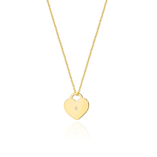 Lant Aur 14k Inima cu Diamant de 0.005ct