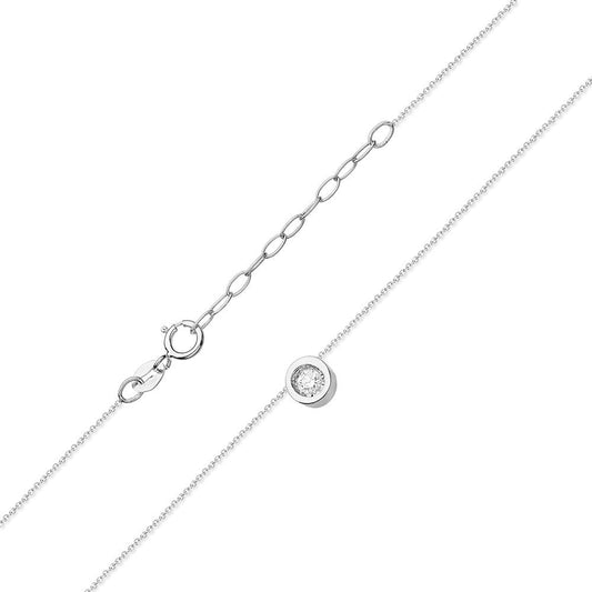 Lant Aur Alb 14k cu Diamant de 0.08ct