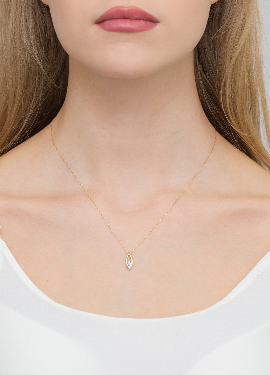 Lant Aur 14k Lacrima cu Diamant 0.08ct