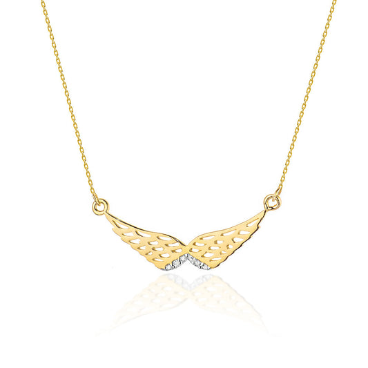 Lant Aur 14k Aripi de Inger cu Diamante 0.01ct