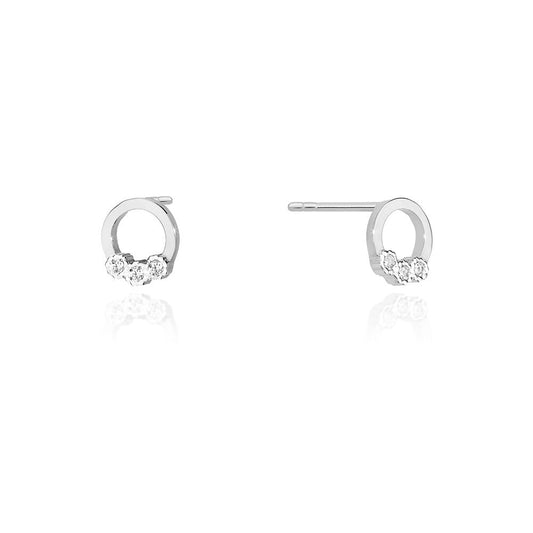 Cercei Aur Alb 14k Cerc cu Diamante de 0.05ct