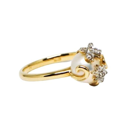 Inel Aur 14 K cu Perla si Pietre Zirconia - Bijuteria Cleopatra