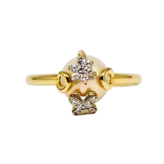 Inel Aur 14 K cu Perla si Pietre Zirconia - Bijuteria Cleopatra