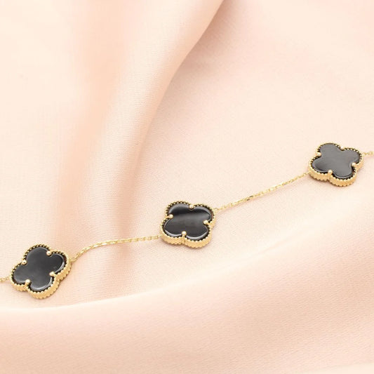 Bratara Aur 14k Flori cu Onix