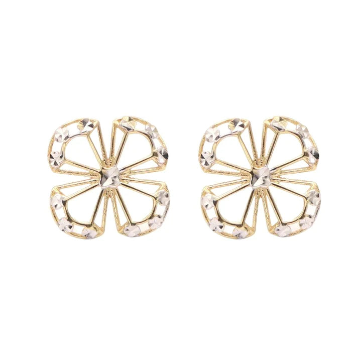 Cercei Aur Alb si Galben 14 k Floare