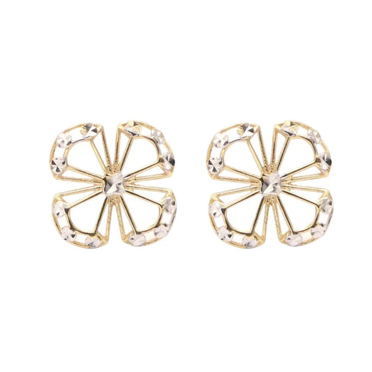 Cercei Aur Alb si Galben 14 k Floare