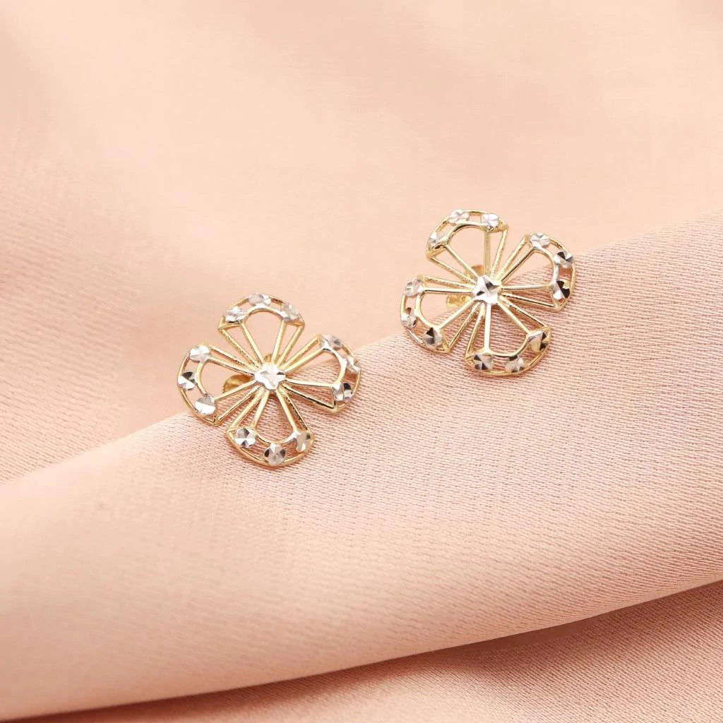 Cercei Aur Alb si Galben 14 k Floare