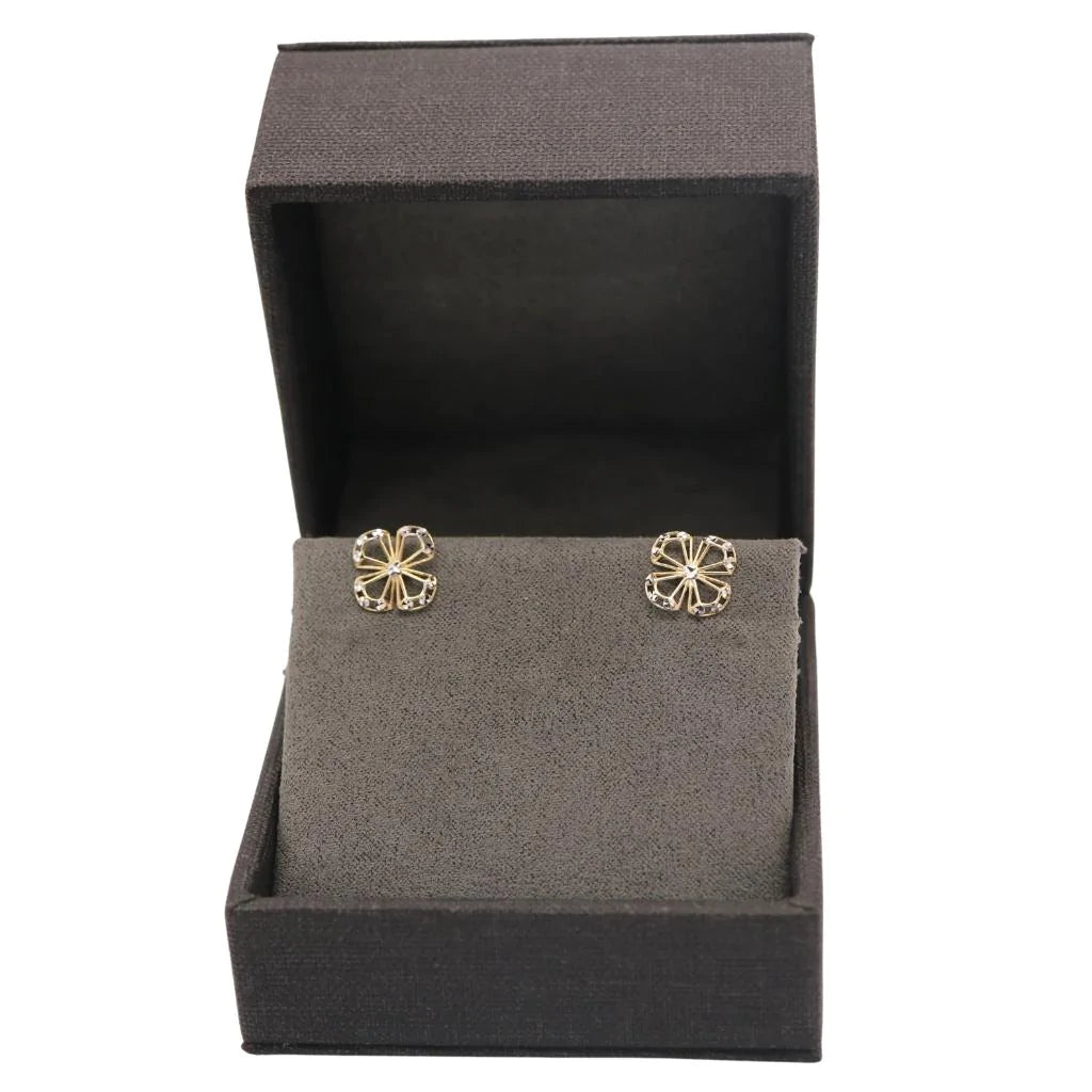 Cercei Aur Alb si Galben 14 k Floare