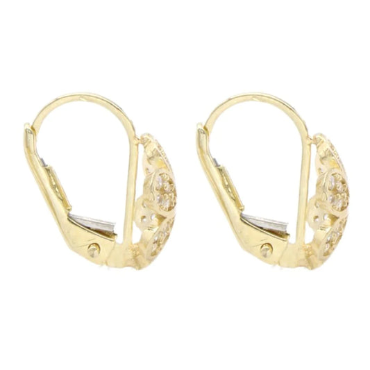 Cercei Aur 14k Flori cu Pietre Zirconia