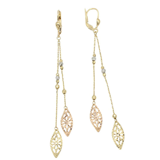 Cercei Lungi Aur 14k cu Model Floral