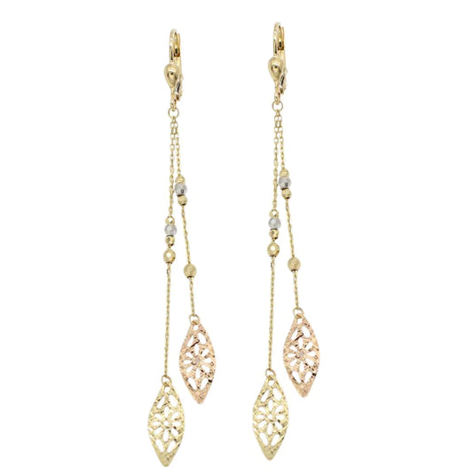 Cercei Lungi Aur 14k cu Model Floral