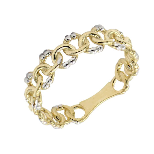 Inel Aur Galben si Alb 14k Tip Chain