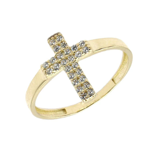 Inel Aur 14k Cruce cu Pietre Zirconia