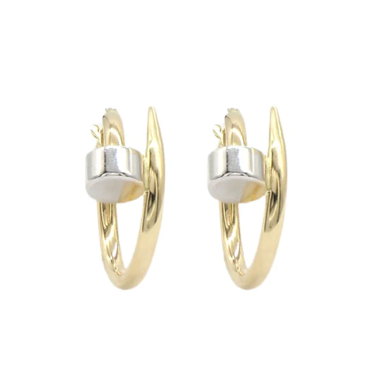Cercei Aur Galben si Alb 14k Tip Cui 1.6cm