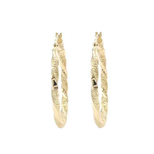 Cercei Creole Aur 14k cu Model Grecesc