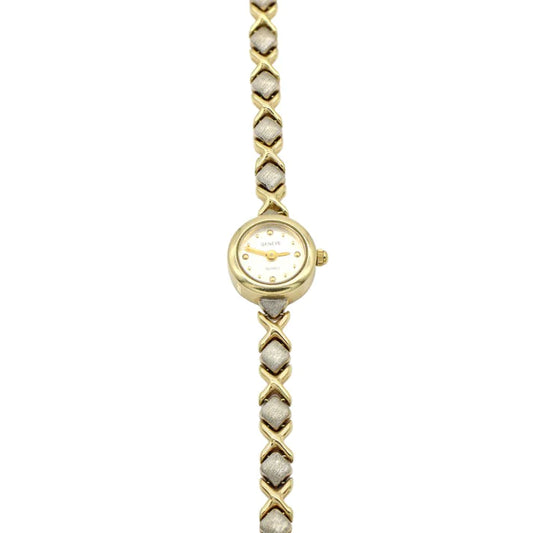 Ceas Aur Alb si Galben 14k Geneve Dama 13 mm
