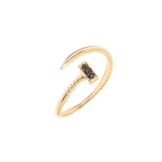 Inel Aur 14k Tip Cui cu Pietre Negre