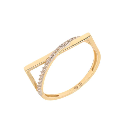 Inel Aur 14k Minimalist cu Pietre Zirconia