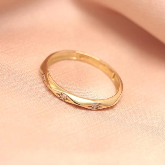 Inel Aur 14k Geometric cu Pietre Zirconia