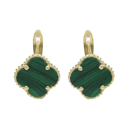 Cercei Aur 14k Floare cu Malachit 0.8mm