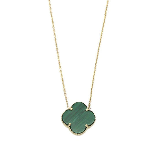 Lant Aur 14k Floare cu Malachit 1.3cm