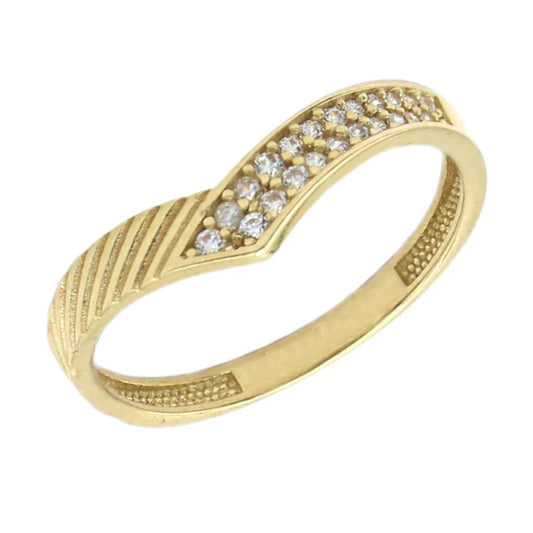 Inel Aur 14k Minimalist cu Pietre Zirconia