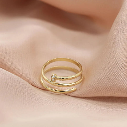 Inel Aur 14k Cui cu Pietre Zirconia