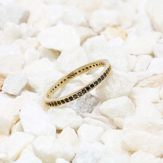 Inel Aur 14k Eternity cu Pietre Negre 1.5 mm - Bijuteria Cleopatra