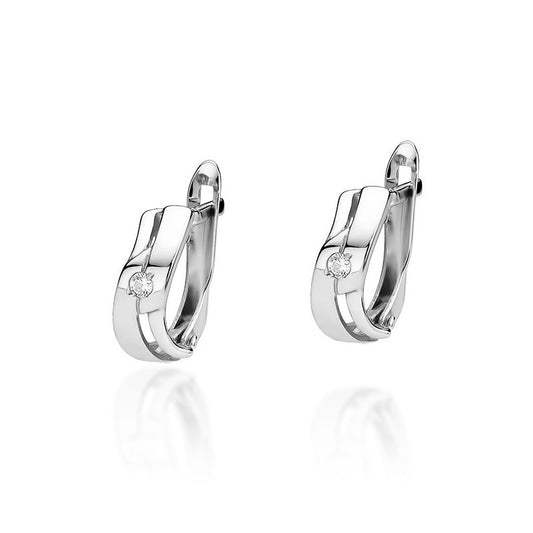 Cercei Aur 14k cu Diamant 0.08ct - Bijuteria Cleopatra